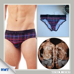Parke & Ronen - Print Low Rise Brief - Fuchsia Cape Cod Plaid (M)